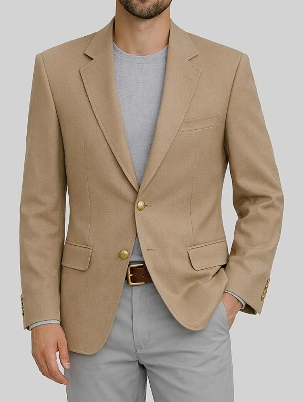 Stanley Blacker 2 Button Tapered Blazer Tan 42 Reg